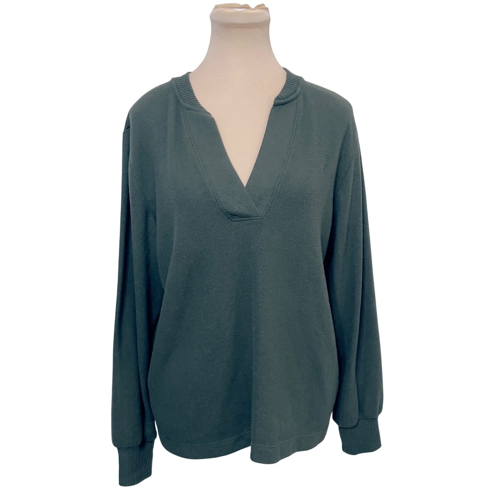 LOFT Womens V-Neck Pullover Sweater‎ Green Size M Preppy Minimalist Casual Knit